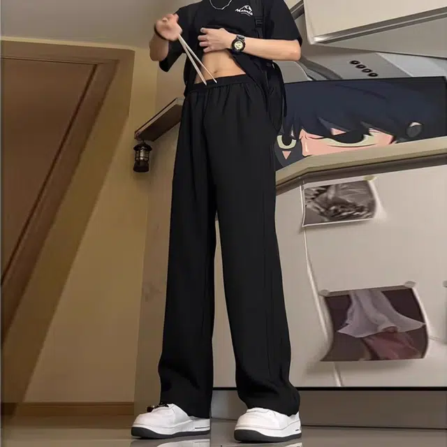 洞洞拐 美式简约直筒垂感宽松舒适百搭时尚潮牌西装裤长裤休闲裤 男女同款