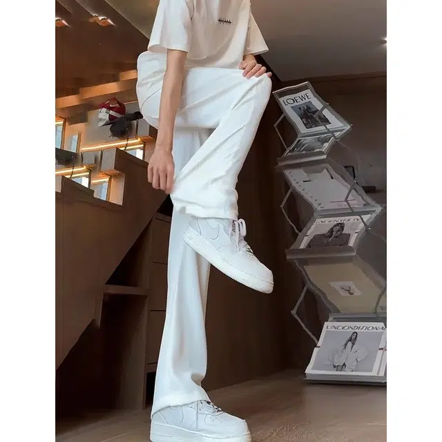 洞洞拐 美式极简宽松垂感百搭时尚松紧腰西装裤纯色潮运动休闲裤 男女同款