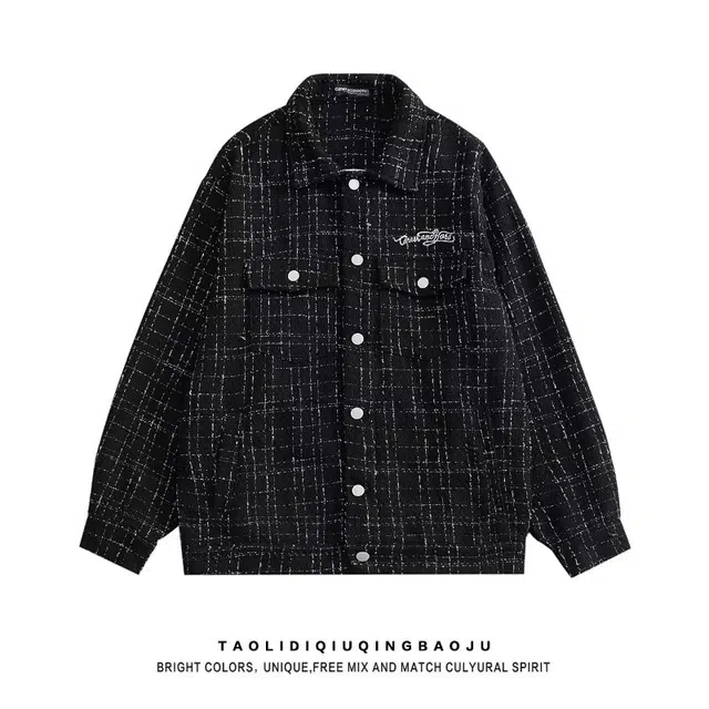 洞洞拐 美式高街条纹拉链潮牌运动棒球服翻领外套搭休闲夹克 男女同款
