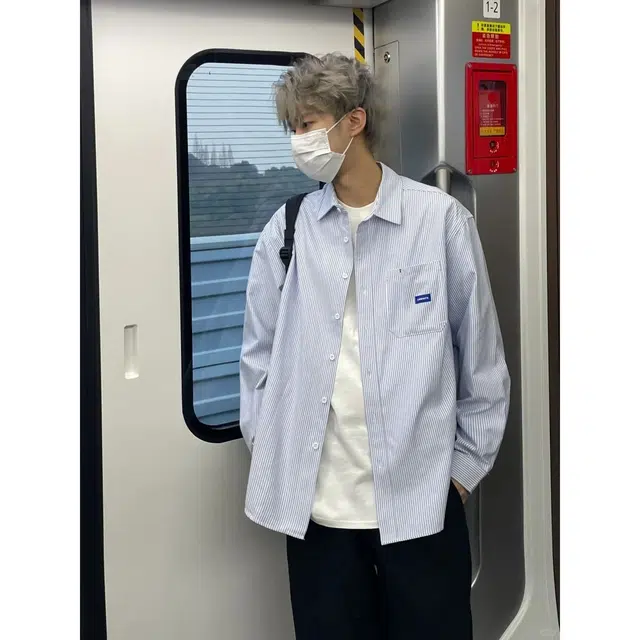 洞洞拐 日系复古条纹长袖港风美拉德风少年感高街潮流休闲衬衫 男女同款