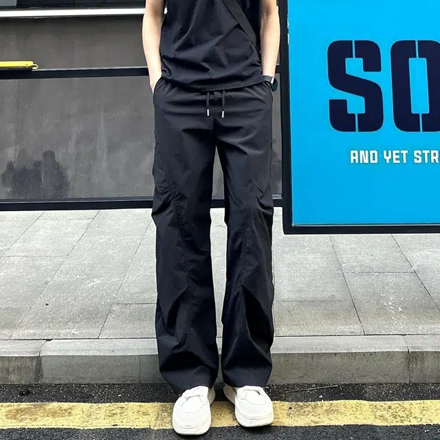 洞洞拐 工装裤灰色褶皱直筒拼接设计速干美式休闲裤 男女同款