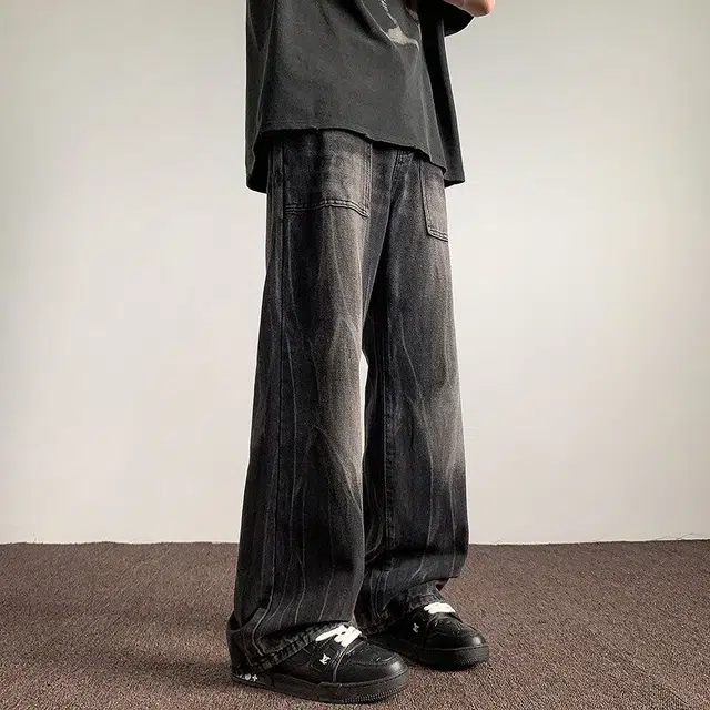 洞洞拐 设计感百搭内景大码美式水洗牛仔裤 男女同款