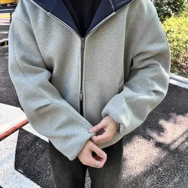 洞洞拐 美式高街硬挺双拉链连帽开衫高级感两面穿廓形外套百搭卫衣 男女同款