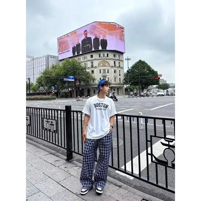洞洞拐 垂感格子裤美式复古薄款直筒裤子慵懒风阔腿休闲裤 男女同款