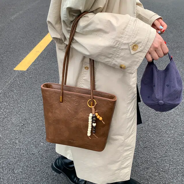 ORANGE BEAN PU Tote