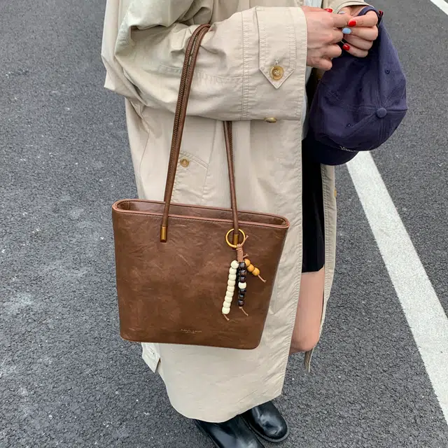 ORANGE BEAN PU Tote