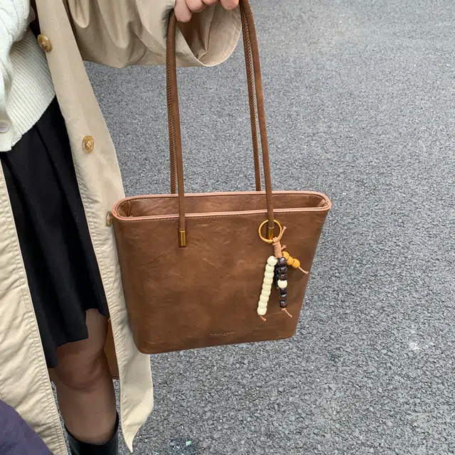 ORANGE BEAN PU Tote