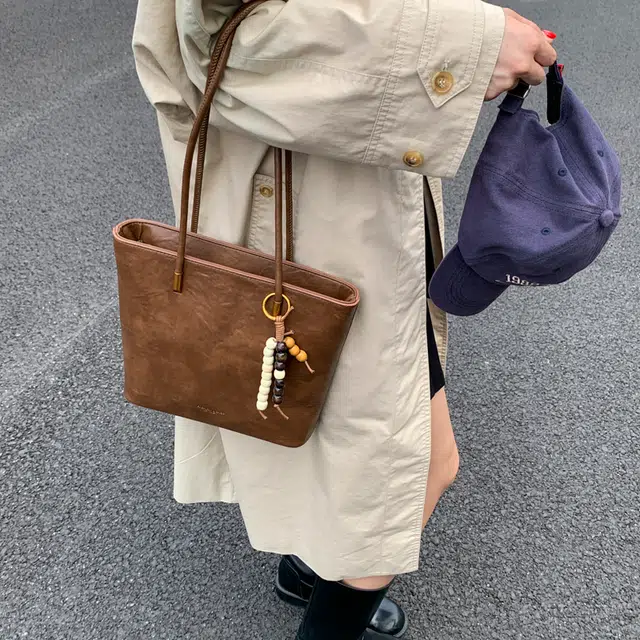 ORANGE BEAN PU Tote