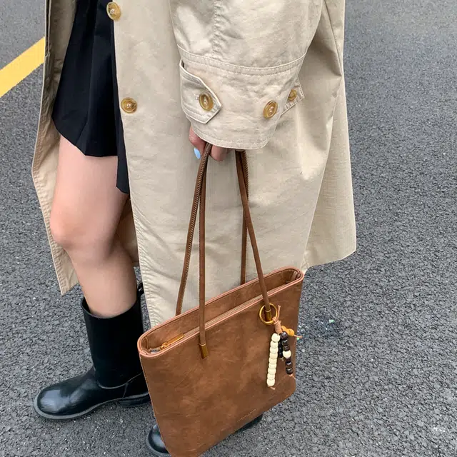ORANGE BEAN PU Tote