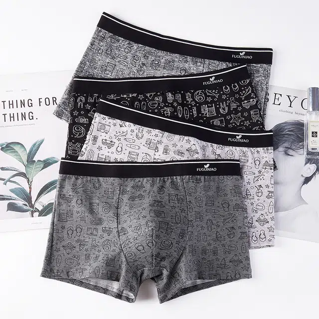 富贵鸟 纯棉耐磨舒适透气吸湿排汗抗菌平角内裤 男款