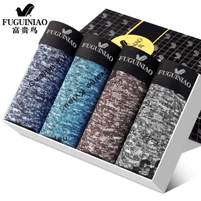 富贵鸟 时尚柔软耐磨透气舒适平角内裤 男款