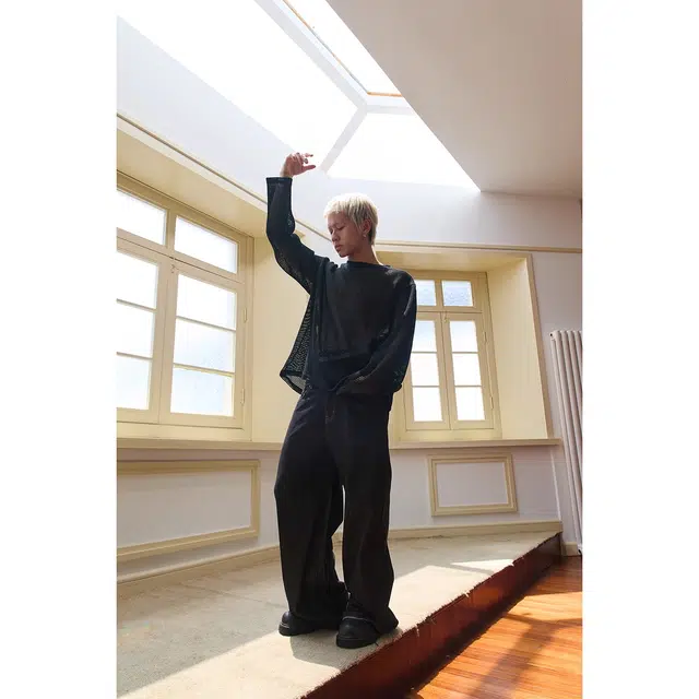 下层基础 设计感镂空粗纱设计感多种穿法宽松长袖罩衫针织衫 男女同款