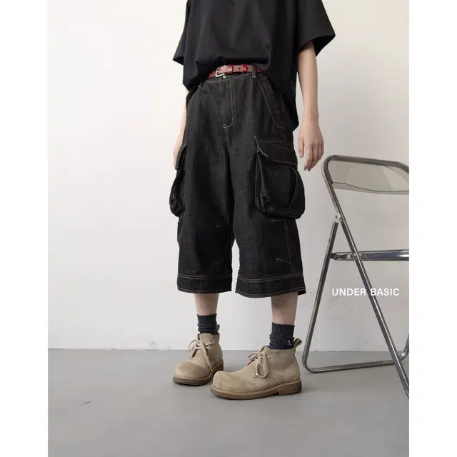 下层基础 宽松休闲百搭牛仔短裤 男女同款