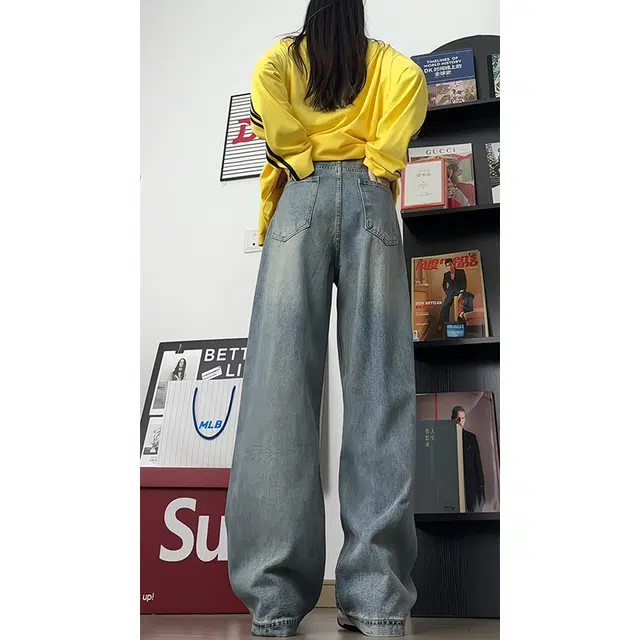 下层基础 水洗工艺系列 做旧舒适合身高街复古大众百搭牛仔裤 男女同款