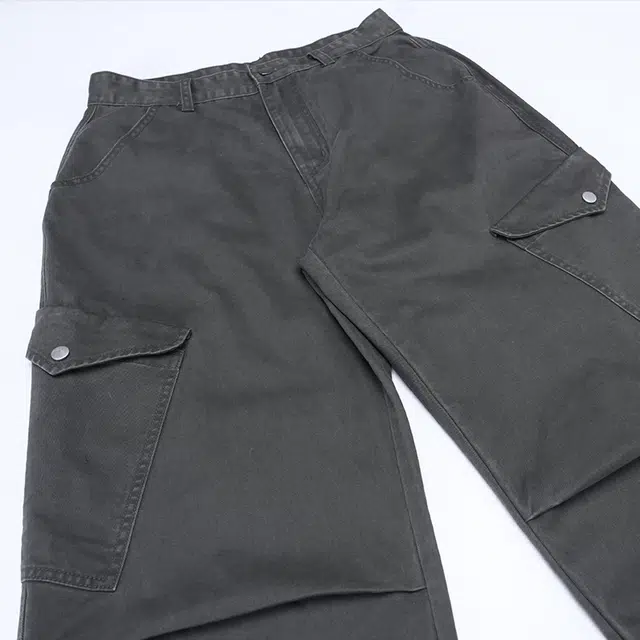 下层基础 石磨复古水洗多口袋休闲裤男直筒宽松阔腿伞兵工装裤 男女同款