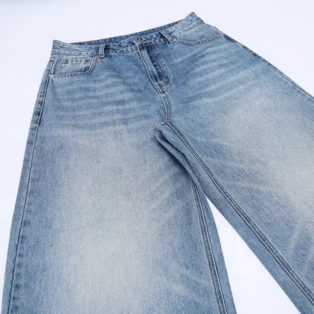 下层基础 美式多色弧形弯刀直筒阔腿百搭基础长裤子牛仔裤 男女同款