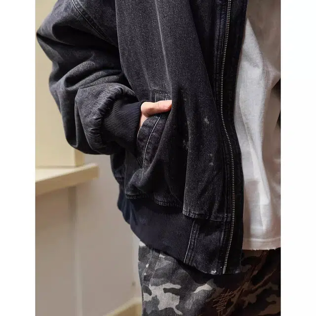 下层基础 重工水洗做旧飞行员短款舒适百搭长袖牛仔外套 男女同款