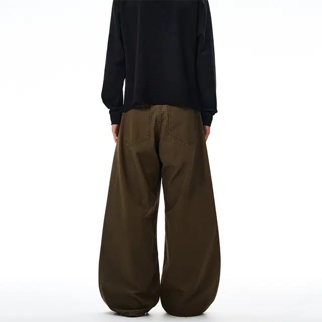 下层基础 美式复古轻工业松弛感垂廓形阔腿两色宽松做旧弯刀休闲裤 男女同款