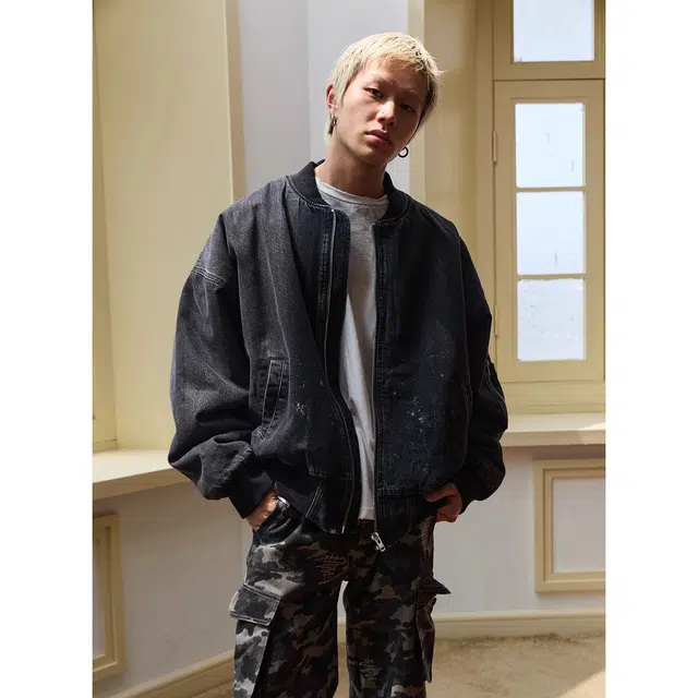 下层基础 重工水洗做旧飞行员短款舒适百搭长袖牛仔外套 男女同款