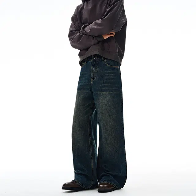 Xiaci Basic Retro Paris Wide Leg Cleanfit Jeans