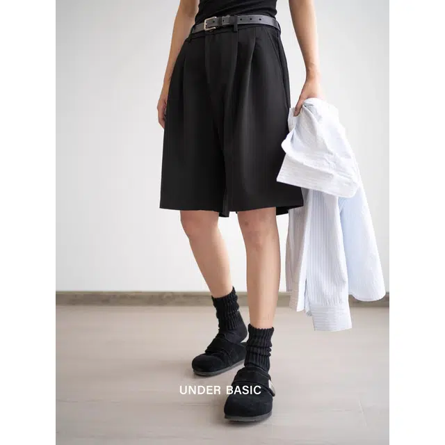 下层基础 弹力腰部宽松百搭西裤休闲短裤 男女同款