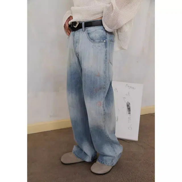 下层基础 重水洗做旧直筒舒适百搭休闲牛仔裤 男女同款