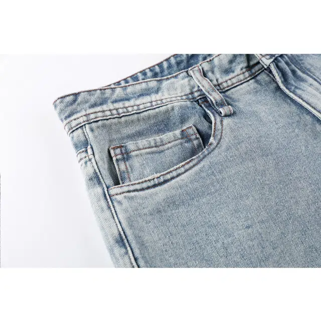 下层基础 美式复古高街风废土水洗弹力显瘦垂感百搭直筒爪痕拖地长裤牛仔裤 男女同款