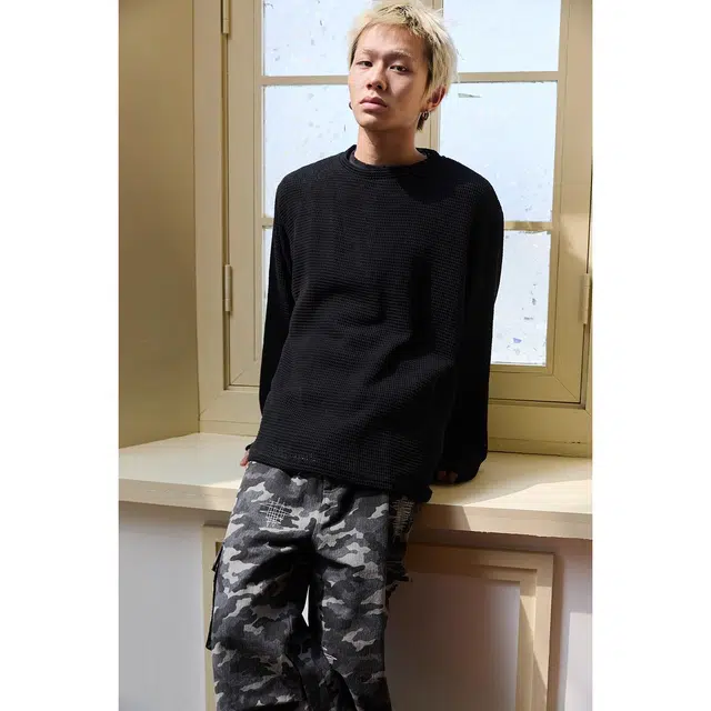 下层基础 设计感镂空粗纱设计感多种穿法宽松长袖罩衫针织衫 男女同款