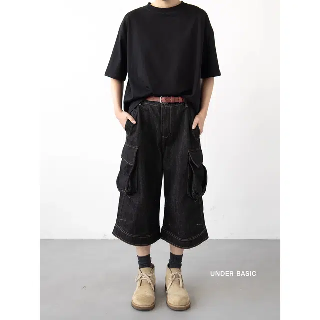 下层基础 宽松休闲百搭牛仔短裤 男女同款