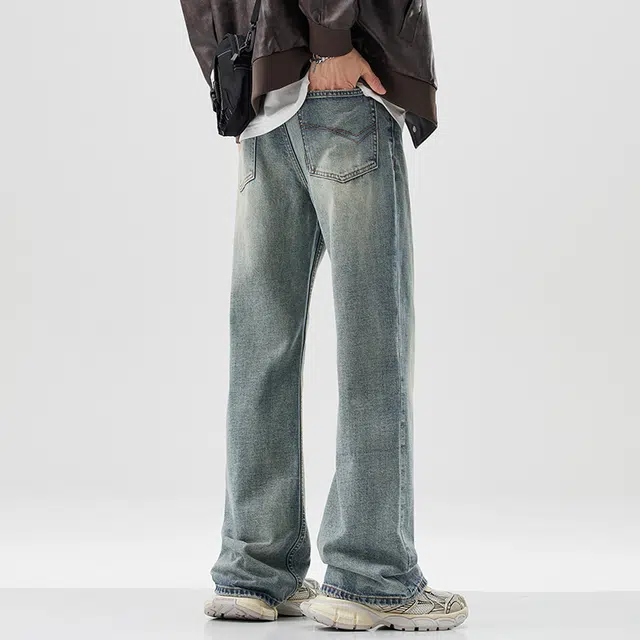 下层基础 美式巴黎薄款微喇简约柔感不硬舒适亲肤微弹高街感窄版感设计中腰出街通勤休闲百搭水洗牛仔裤 男女同款