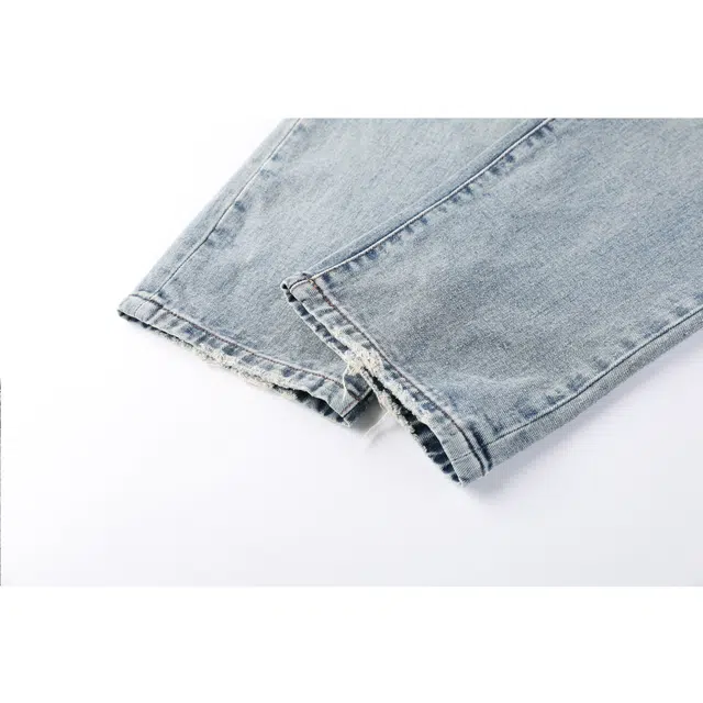 下层基础 美式复古高街风废土水洗弹力显瘦垂感百搭直筒爪痕拖地长裤牛仔裤 男女同款