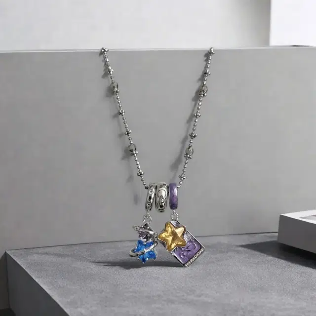 清脆小溪 魔术牌星环锁骨链  神秘皓月星星个性风 小众创意设计甜妹潮酷穿搭 合金 项链 女款