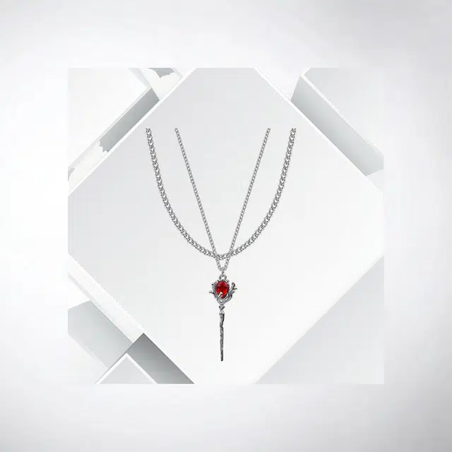 清脆小溪 暗黑玫瑰 顶针小众设计高级感双层叠戴轻奢锁骨链嘻哈街头潮流美式设计感甜酷高街 锆石 项链 男女同款情侣款