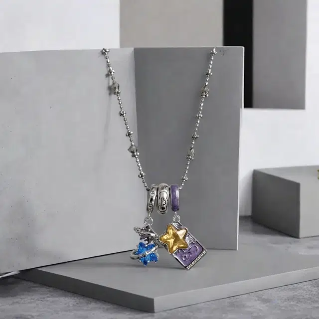 清脆小溪 魔术牌星环锁骨链  神秘皓月星星个性风 小众创意设计甜妹潮酷穿搭 合金 项链 女款