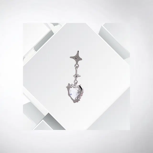 清脆小溪 星芒爱心甜酷冷淡风气质高级感小众精致心形潮流创意简约个性百搭 合金 耳环 女款