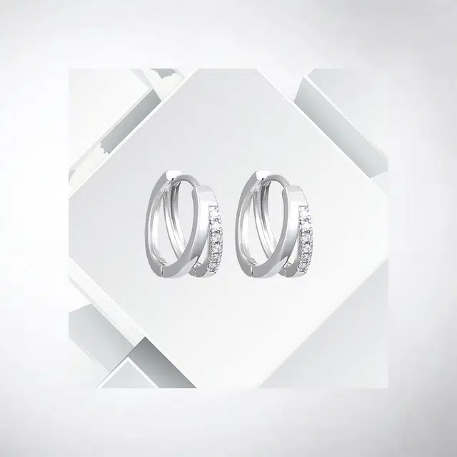 清脆小溪 超闪双圈耳饰圆形多层简约高级感几何小众时尚轻奢风痞帅百搭 合金 耳环 男女同款情侣款