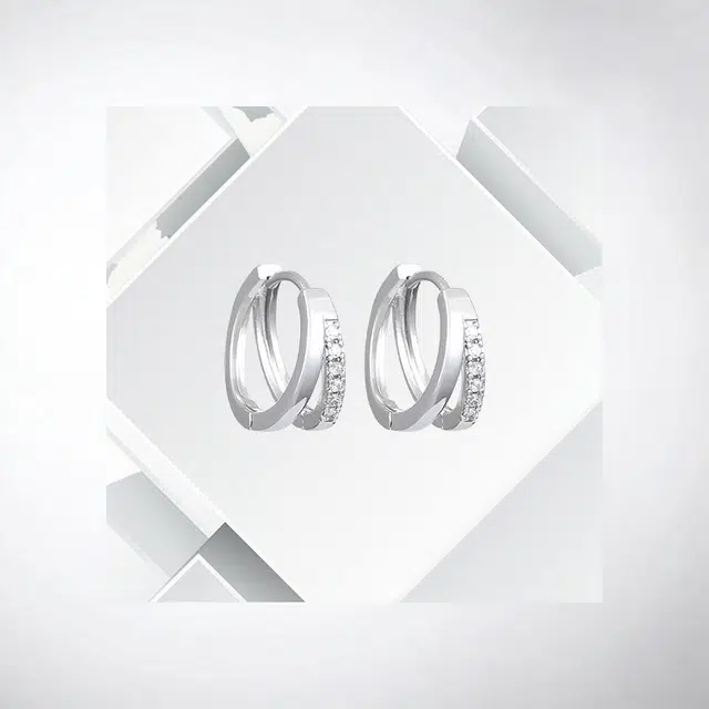 清脆小溪 超闪双圈耳饰圆形多层简约高级感几何小众时尚轻奢风痞帅百搭 合金 耳环 男女同款情侣款