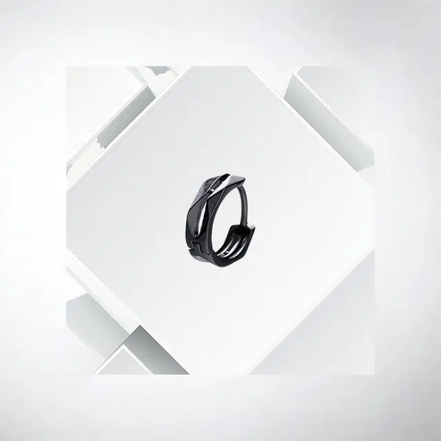 清脆小溪 双层几何线条耳骨夹潮酷简约小众时尚嘻哈街头高级感设计无耳洞 合金 耳夹 男款