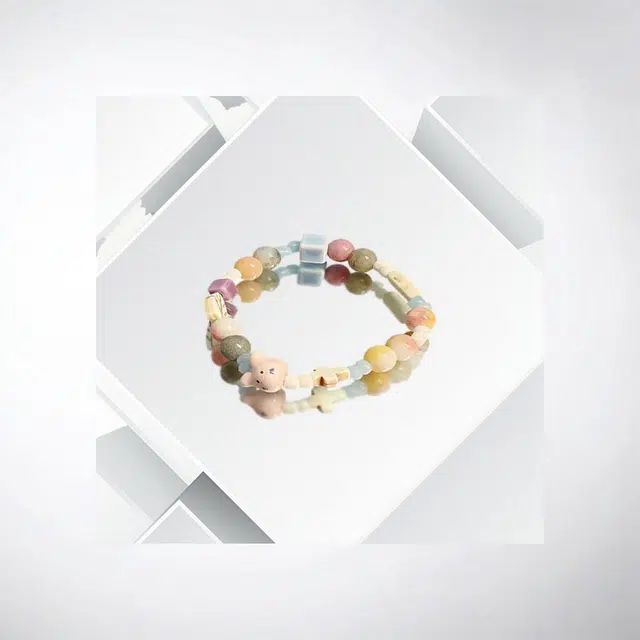 清脆小溪 可爱粉色萌兔 马卡龙色系俏皮温柔甜美精致轻奢优雅气质小众简约设计高级感个性百搭#好运 树脂 手串 女款