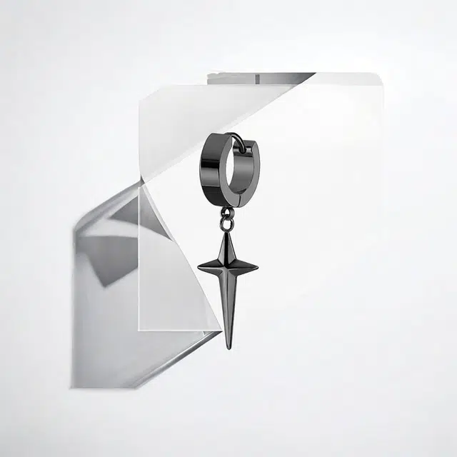 清脆小溪 十字架星芒 暗黑潮酷个性冷淡风小众轻奢嘻哈街头高级感独特百搭#好运 合金 耳环 男女同款情侣款