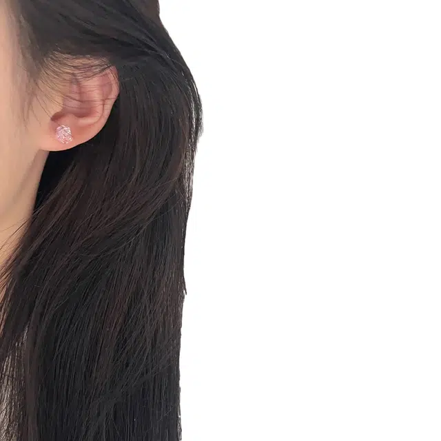 清脆小溪 甜美粉色山茶花系列 法式轻奢温柔风 小巧优雅气质 精致百搭 合金 耳钉 女款