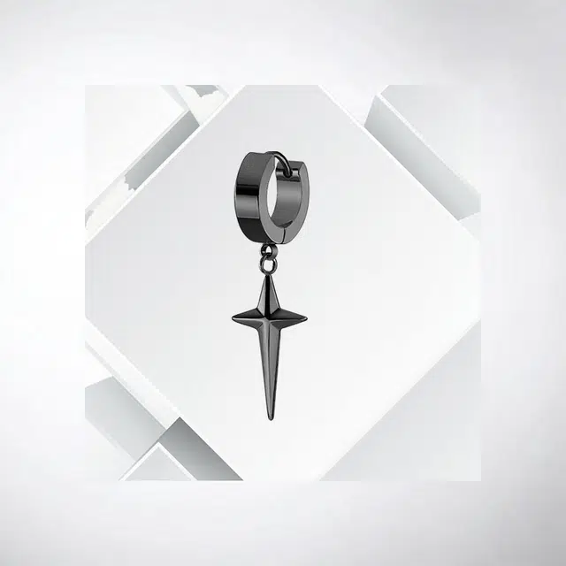 清脆小溪 十字架星芒 暗黑潮酷个性冷淡风小众轻奢嘻哈街头高级感独特百搭#好运 合金 耳环 男女同款情侣款