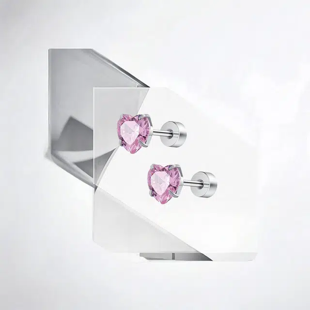 清脆小溪 爆闪爱心华子精致小巧高级感设计潮流时尚百搭个性独特简约低调奢华气质出众日常通勤 钛钢 耳钉 女款