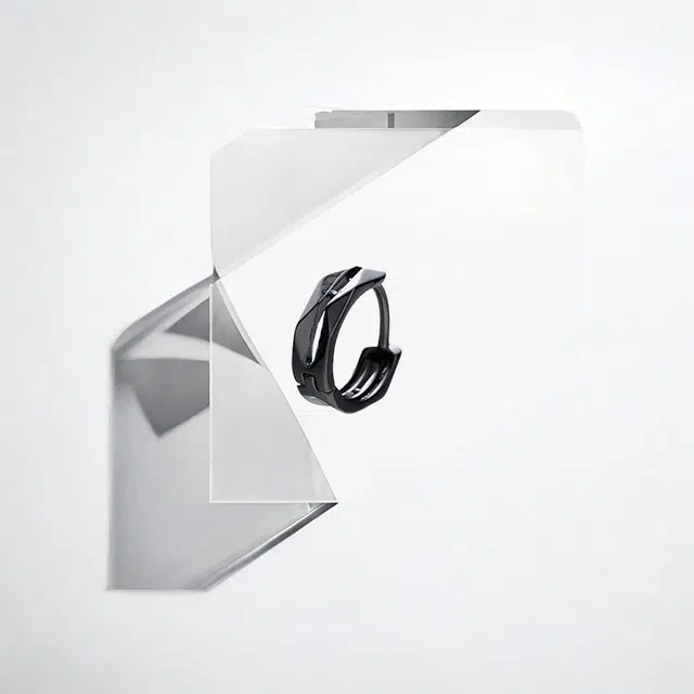 清脆小溪 双层几何线条耳骨夹潮酷简约小众时尚嘻哈街头高级感设计无耳洞 合金 耳夹 男款