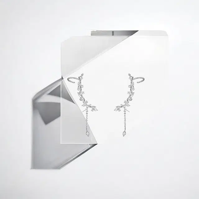 清脆小溪 树叶枝头流苏耳饰温柔甜美轻奢气质高级感小众简约设计清纯少女个性百搭 合金 耳夹 女款