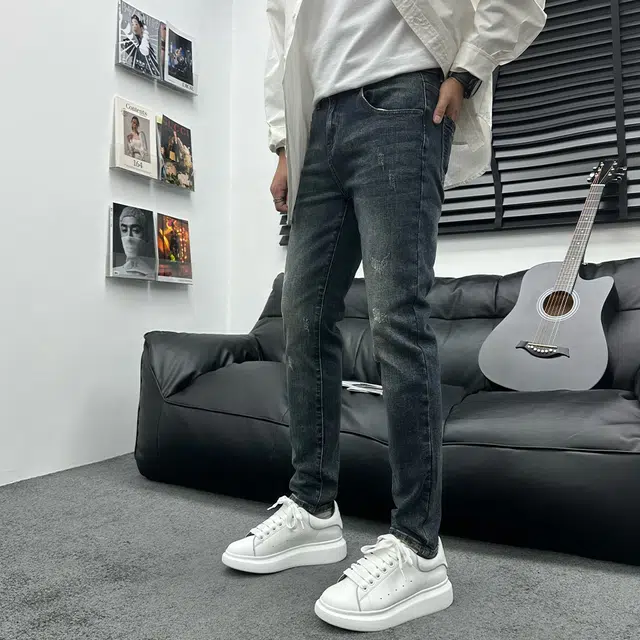 特斯型 秋冬潮流高级感时尚设计韩版修身弹力小脚裤长裤 男款