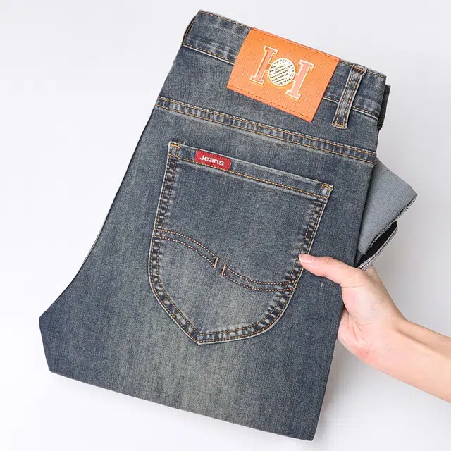 特斯型 高档男士复古潮牌韩版修身弹力小脚裤休闲百搭长裤九分裤牛仔裤 男款