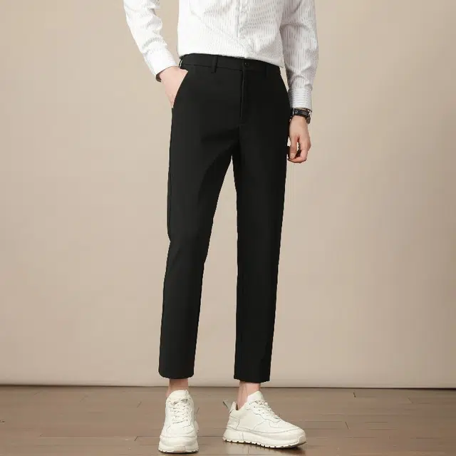 特斯型 男士九分小西裤秋冬季修身弹力直筒坠感高级休闲西装男裤子 男款