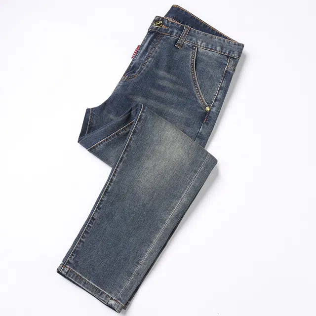 特斯型 高档男士复古潮牌韩版修身弹力小脚裤休闲百搭长裤九分裤牛仔裤 男款