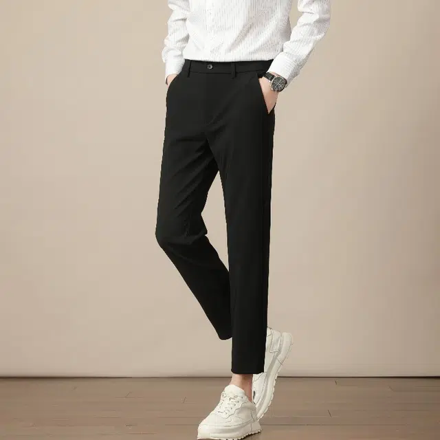 特斯型 男士九分小西裤秋冬季修身弹力直筒坠感高级休闲西装男裤子 男款
